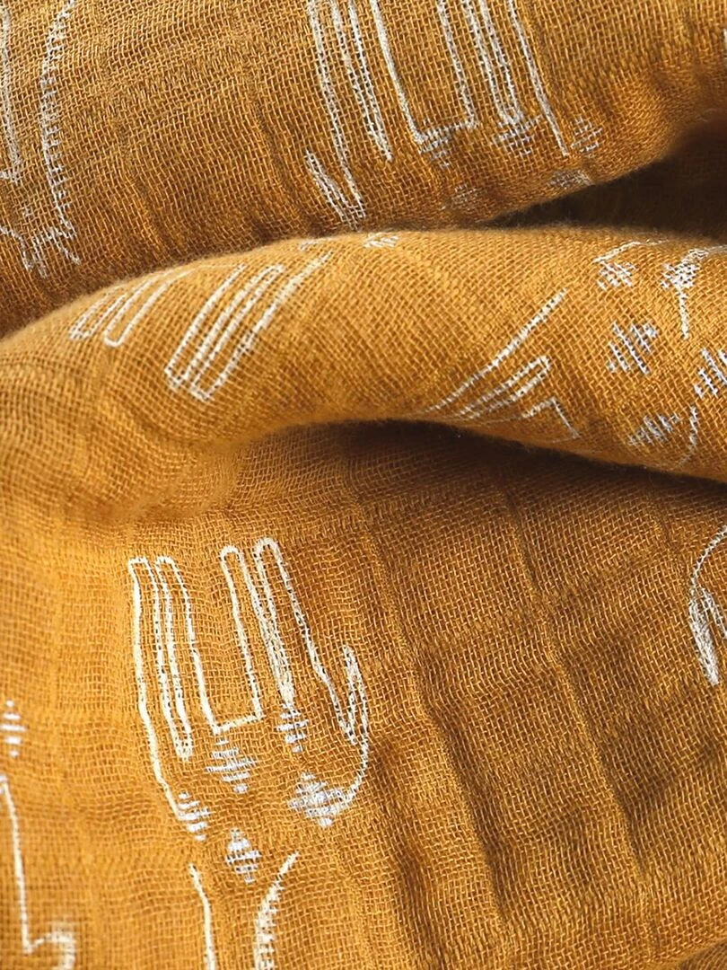Housse de couette girafe en mousseline BIO 100 x 140 cm  ocre   Noukie's   Jaune
