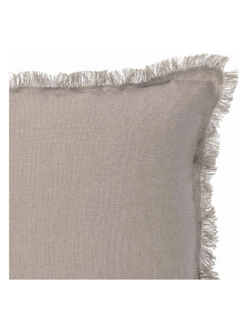 Coussin en lin bords effilés 'Deko&co' Taupe