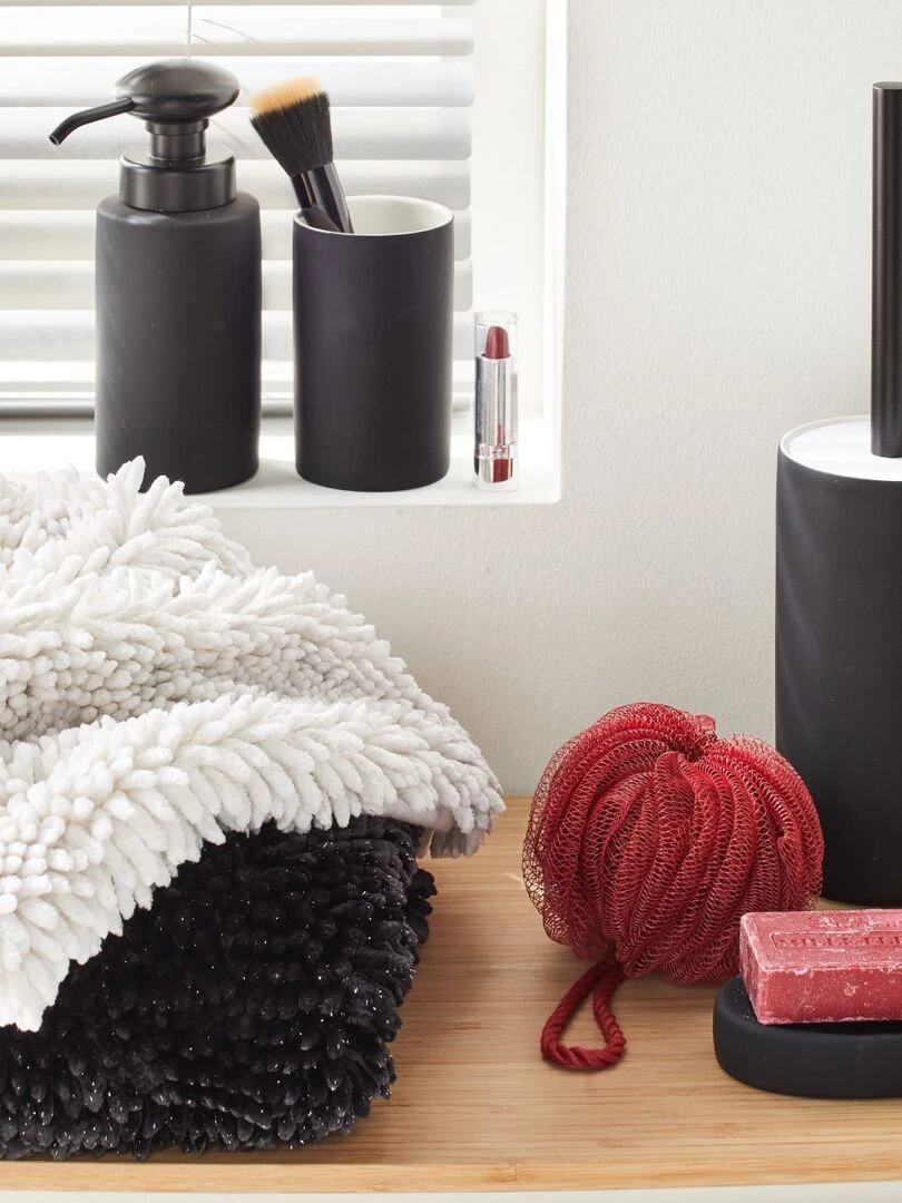 SHINY   Tapis de bain en polyester uni 50x80cm   Noir