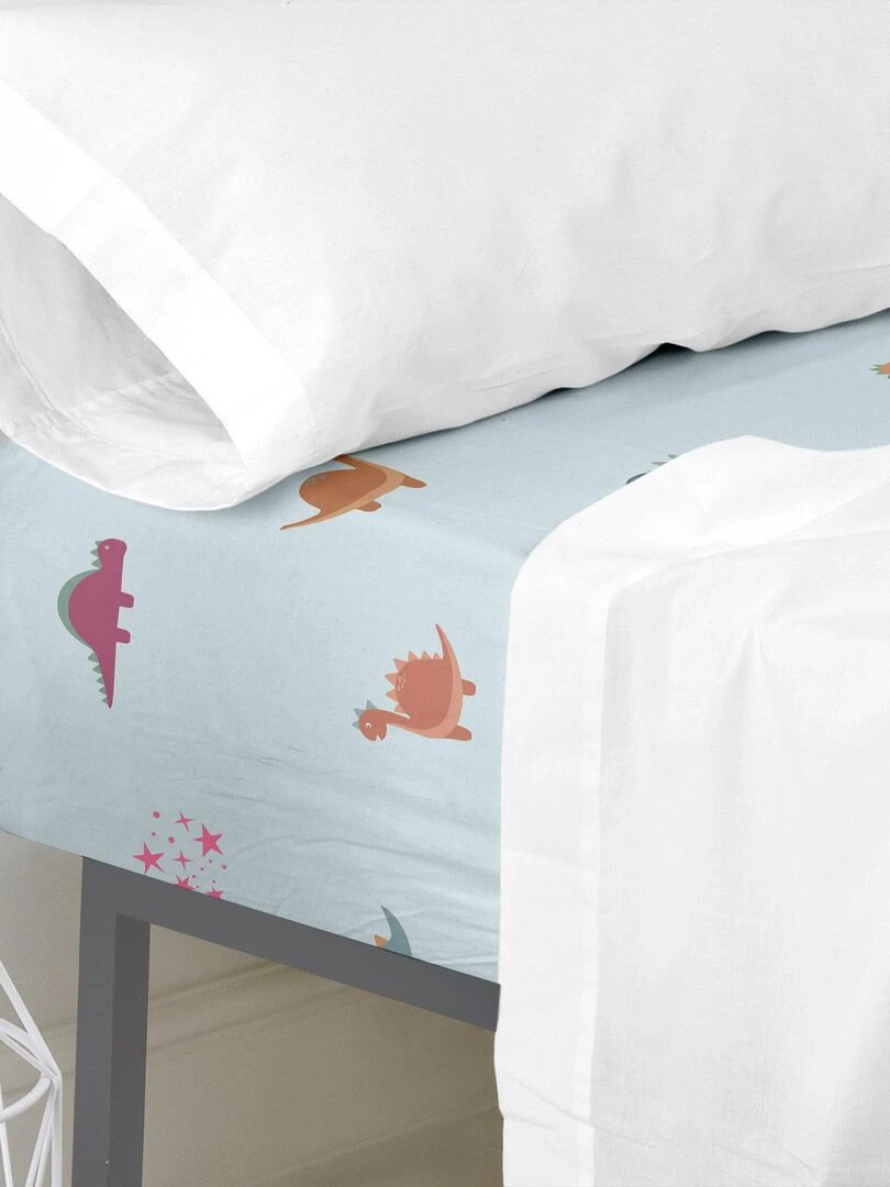 Drap housse Mini dinosaur "Happyfriday" Blanc