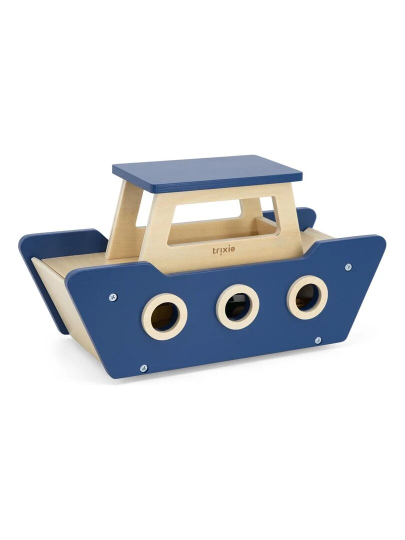 Ferry en bois   Montez à bord !   Bleu