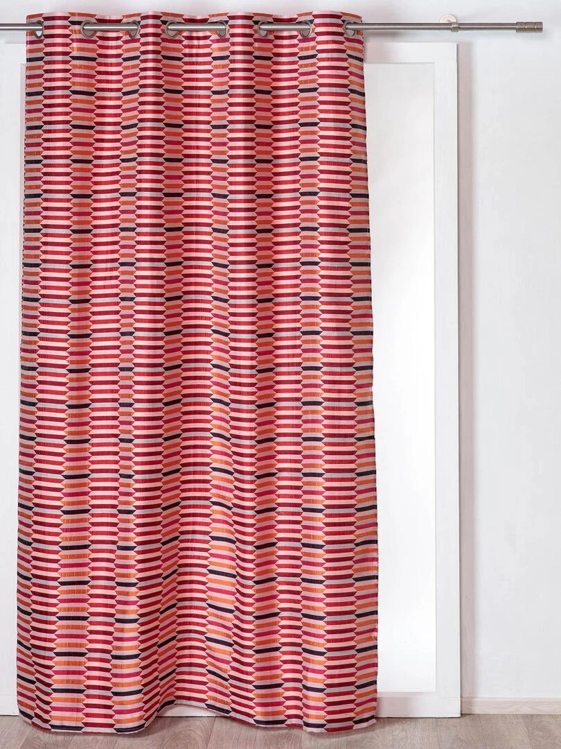 Rideau avec Motif Tirets Bordeaux