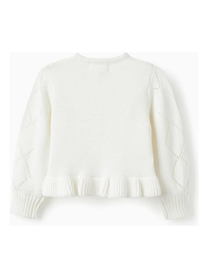 Gilet en Maille avec Volants pour Bébé Fille ATLANTIC COMPANY Beige clair