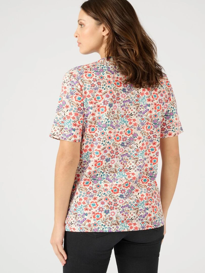 Tee shirt imprimé manches courtes.   Damart   Rouge