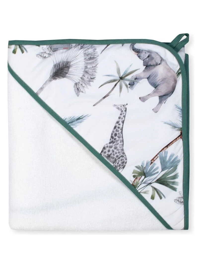 Grande cape de bain en coton et bambou Safari Blanc