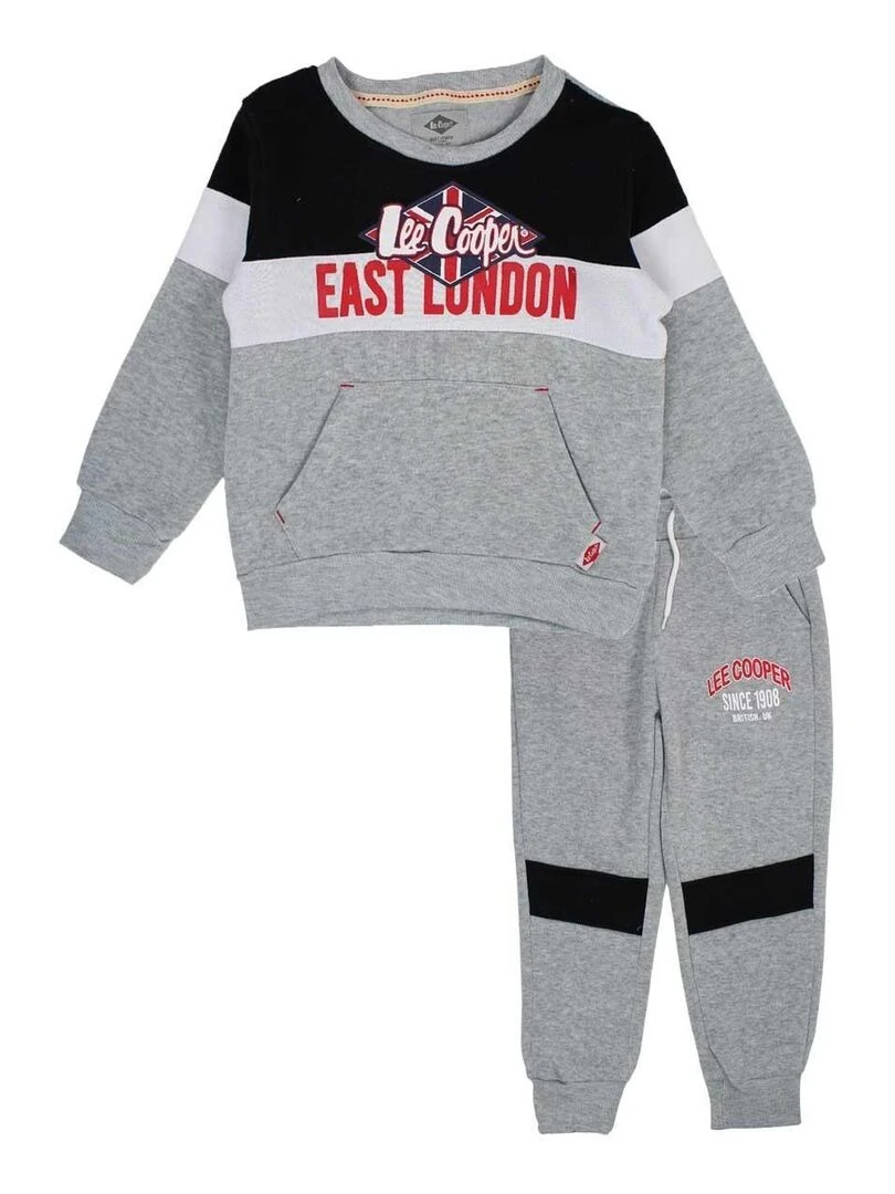 Lee Cooper Ensemble Sweat pantalon garçon Imprimé Logo Gris