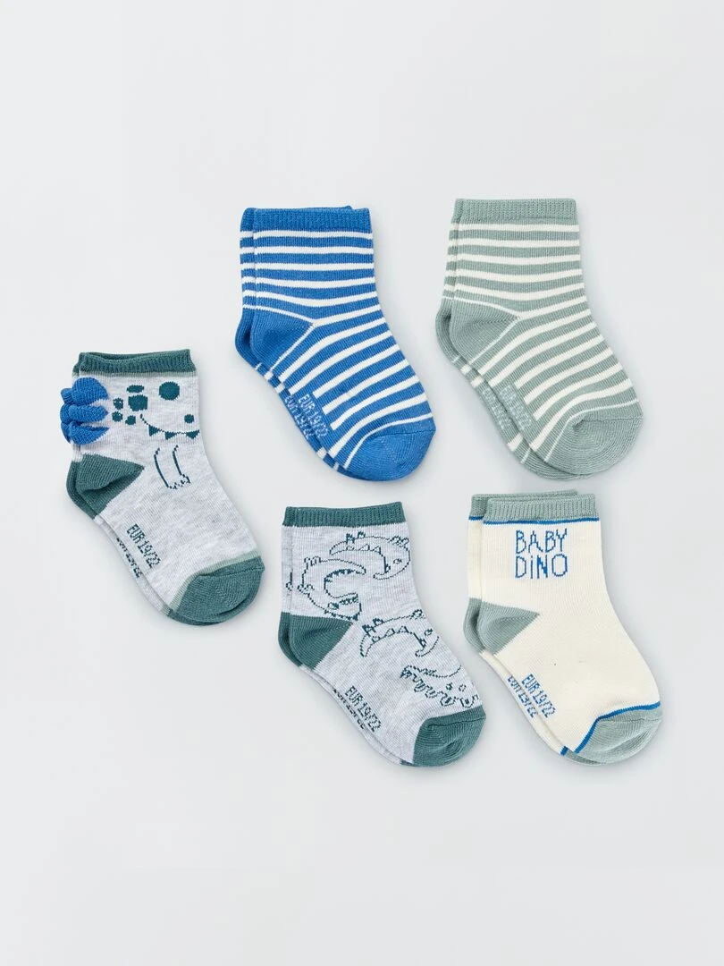 Chaussettes fantaisie Lot de 5 Bleu/vert
