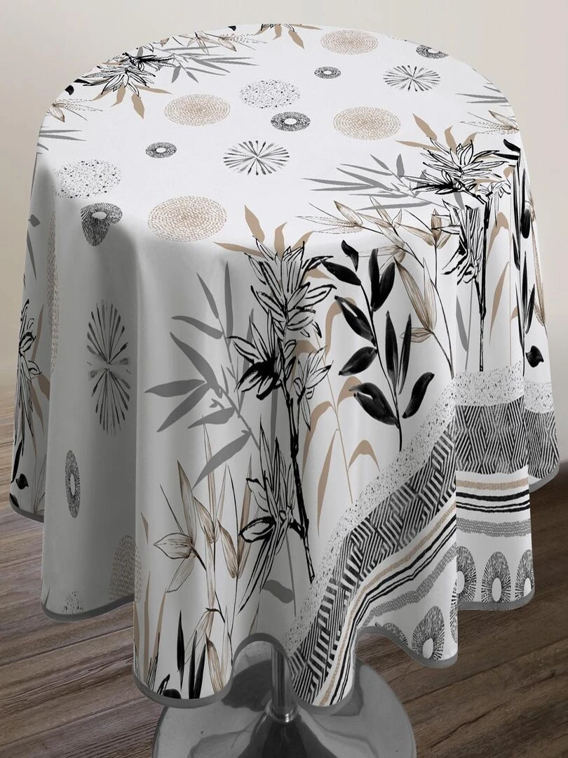 Nappe Anti taches Stevia Ronde 160 cm Blanc Beige Noir