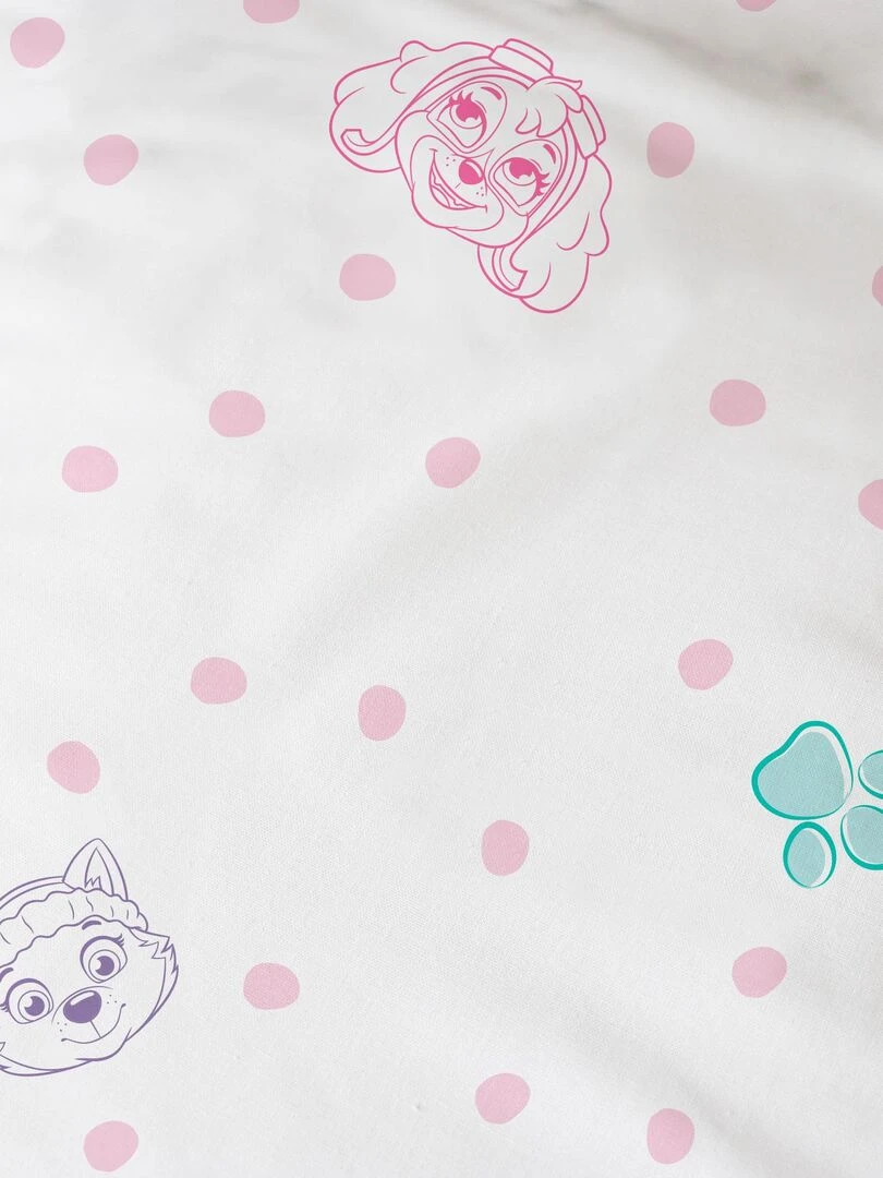 Parure de lit imprimée 100% coton  PAT PATROUILLE DOUCE NUIT   Blanc Rose