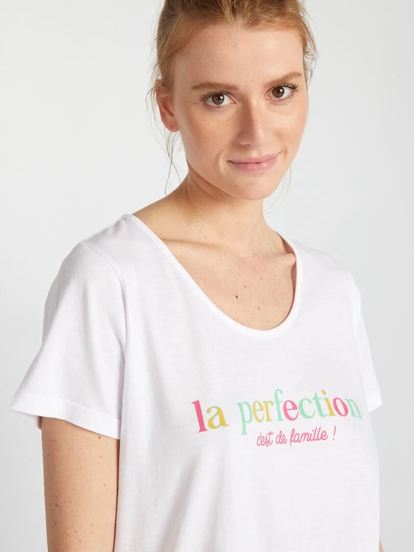 Ensemble de pyjama à message   2 pièces   Blanc