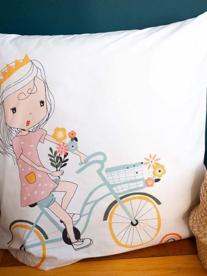 Housse de couette 140x200 + 1 taie Tess rando coton 57 fils   Blanc