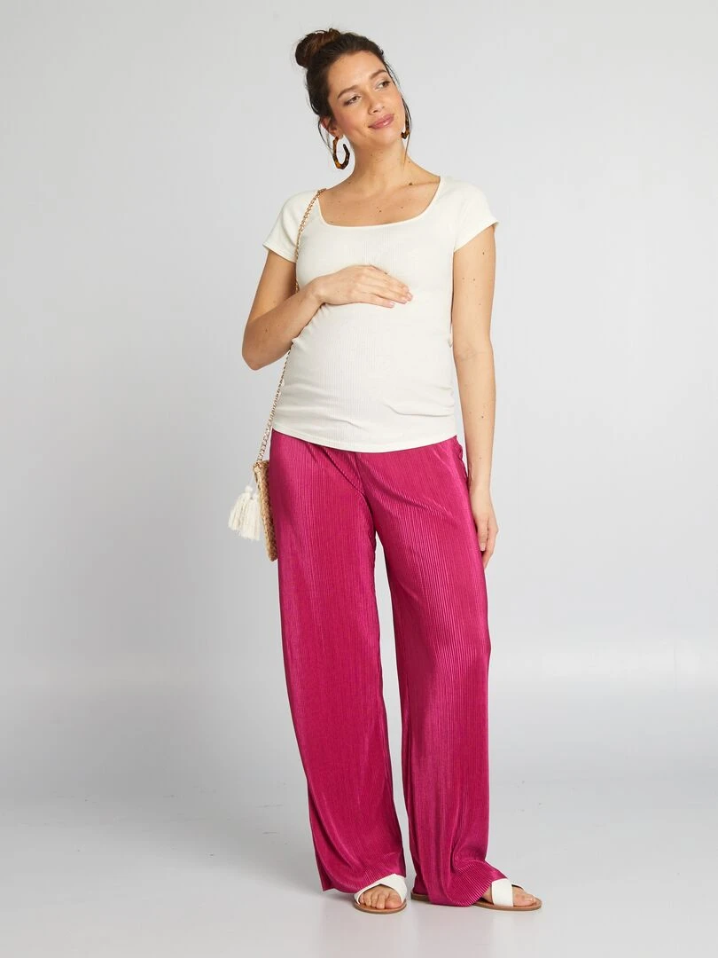 Pantalon grossesse à taille élastiquée Rose