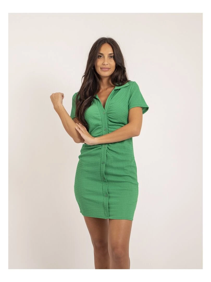 Robe chemise courte IRIKI Vert foncé