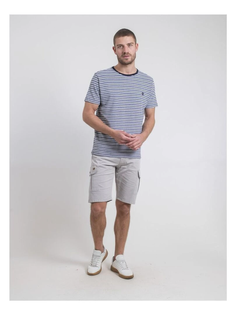 T shirt col rond rayures NELORENZO   Bleu marine