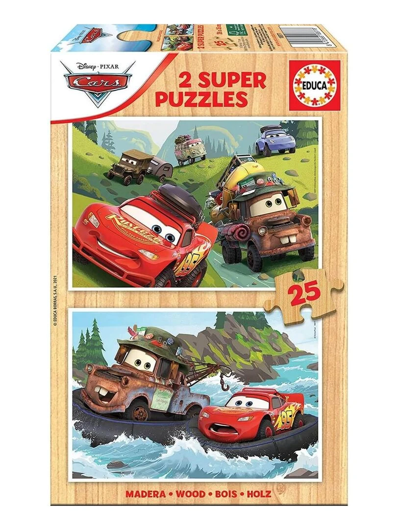 Puzzles en bois 2 x 25 pièces : Cars N/A