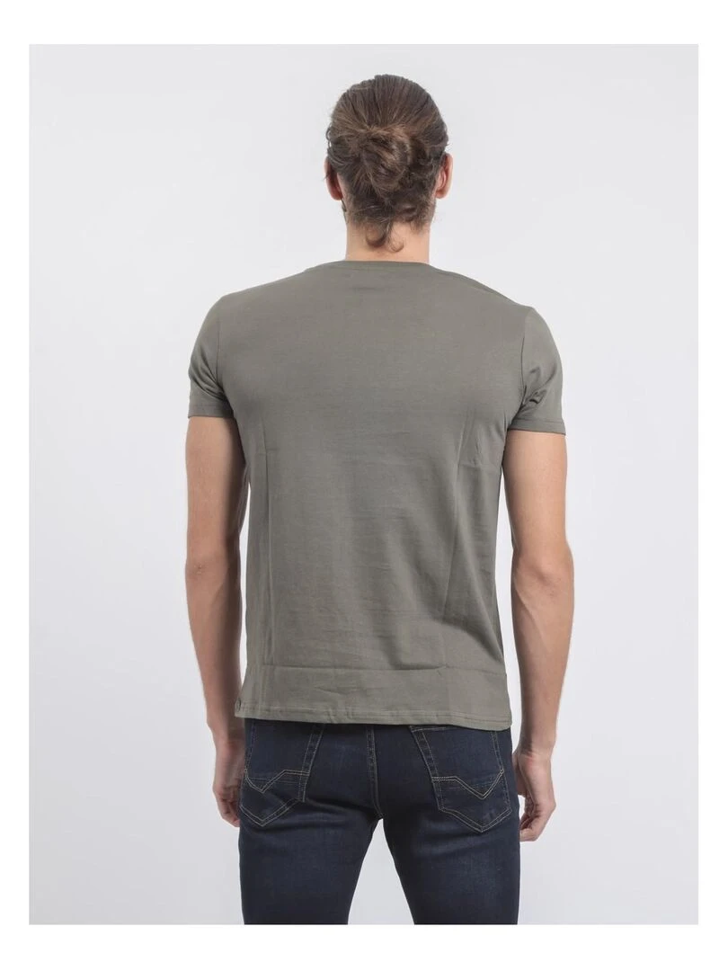 T shirt col rond pur coton JALSONIC   Kaki