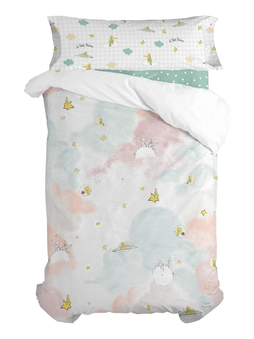 Parure housse de couette 2 pièces Nuages "Happyfriday"   Blanc