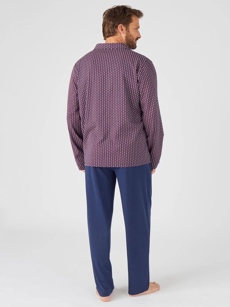 Pyjama boutonné maille jersey pur coton    Damart   Bleu marine
