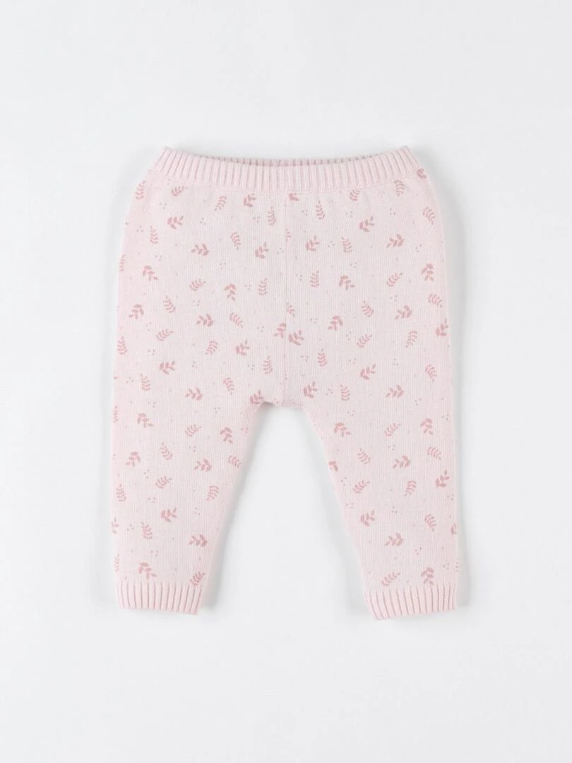 Legging imprimé végétal en tricot bio fin clair Noukie's Rose