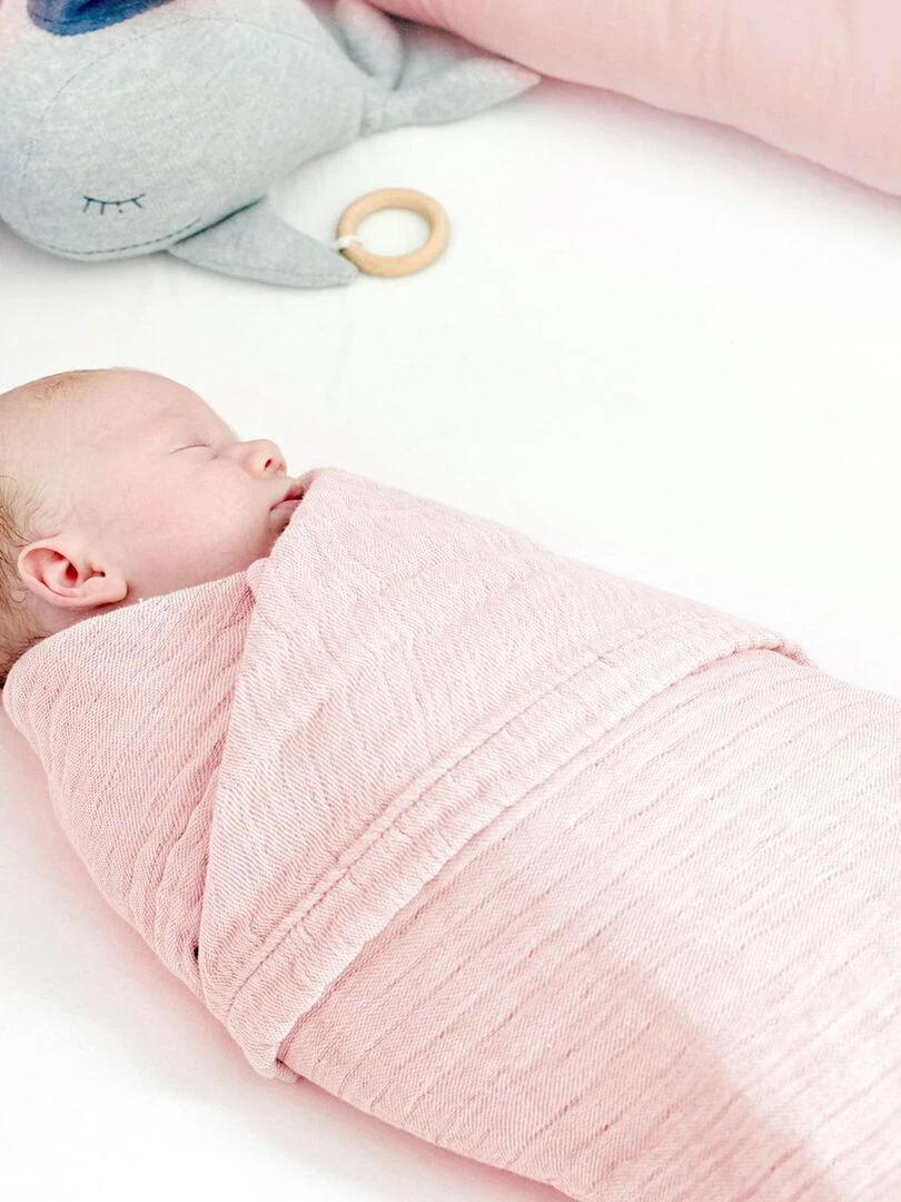 Couverture mousseline bebe en coton 80 x 80 cm   Rose