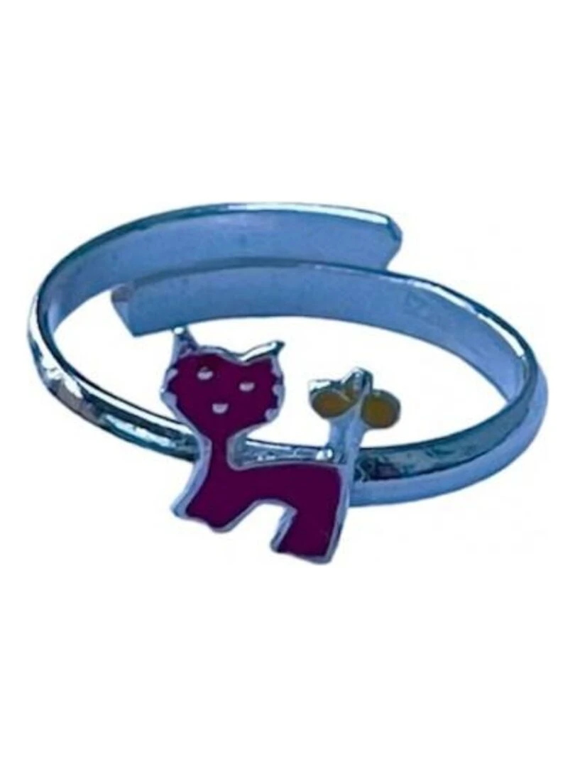 Bague argent et chat Bijoucolor Rouge