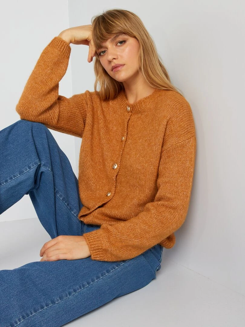 Gilet en maille avec ouverture boutonnée Marron