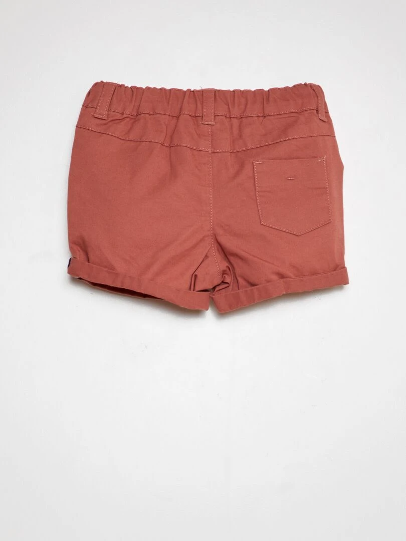 Ensemble 2 pièces   Tee shirt esprit polo + short en twill   Rose/crème