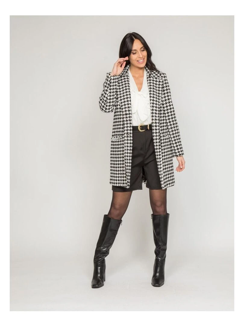 Manteau pied de poule URBAN   Noir