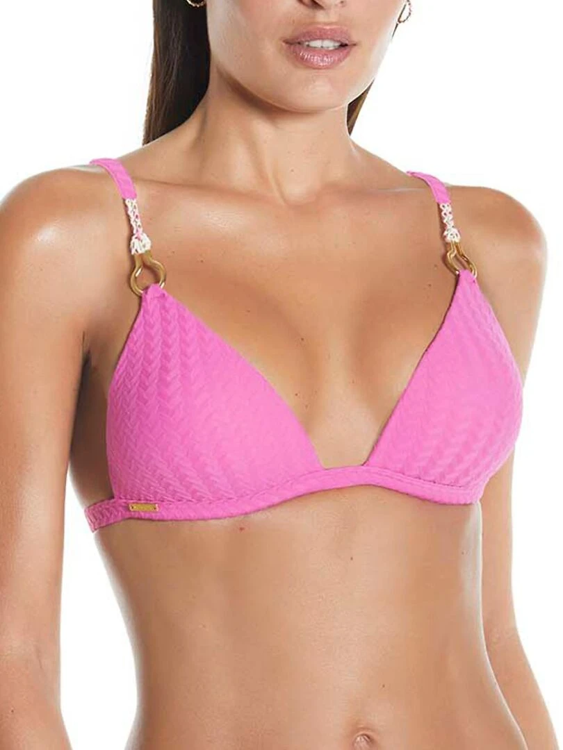 Haut maillot de bain triangle push up multipositions Basica Rose fushia