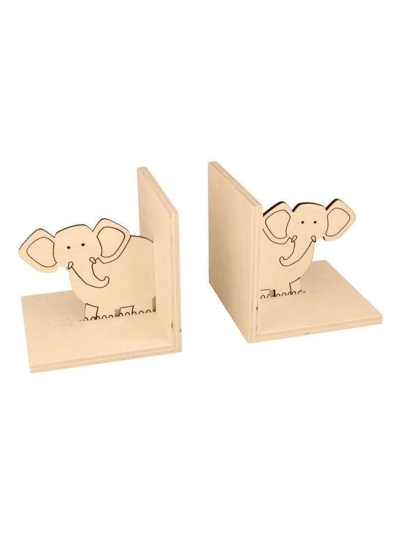 2 serre livres en bois éléphant   N/A