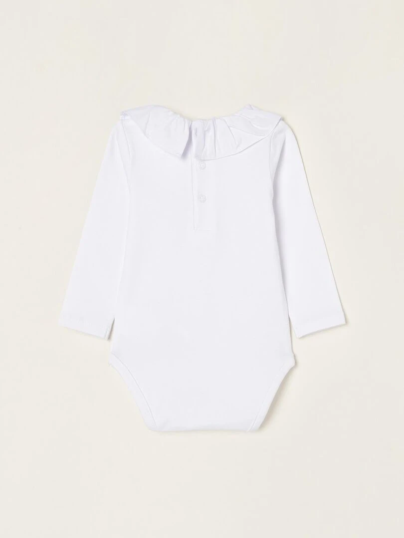 Body en jersey de coton avec volant pour nouveau né manches longues ESSENTIALS LINE Blanc
