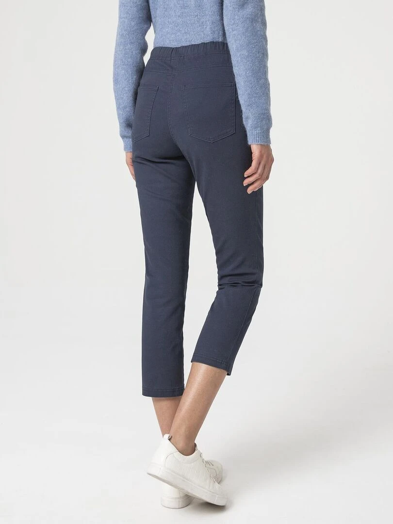 Pantacourt gabardine extensible Damart Bleu marine
