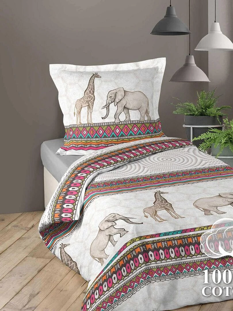 Parure de couette aux impressions coloniales Multicolore