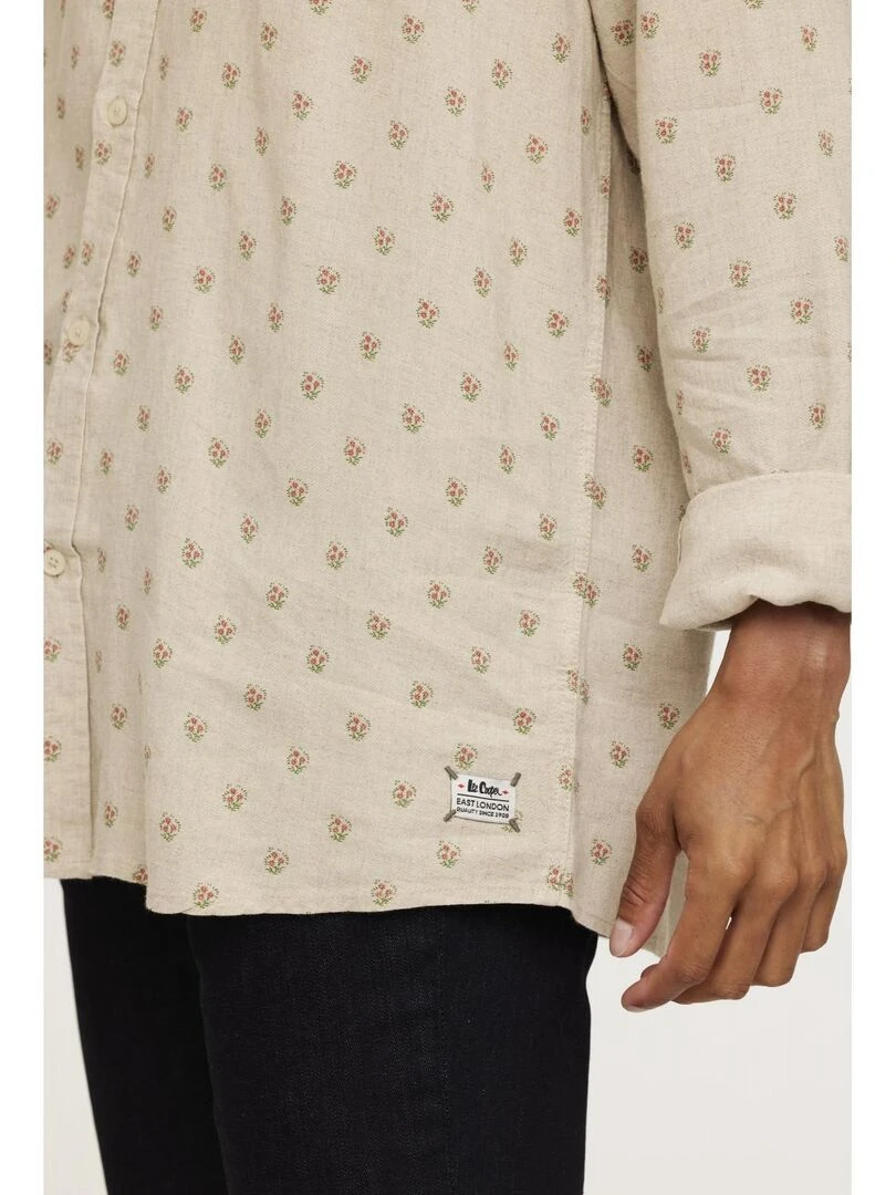 Lee Cooper   Chemise manches longues lin comfort DASFO   Beige argile