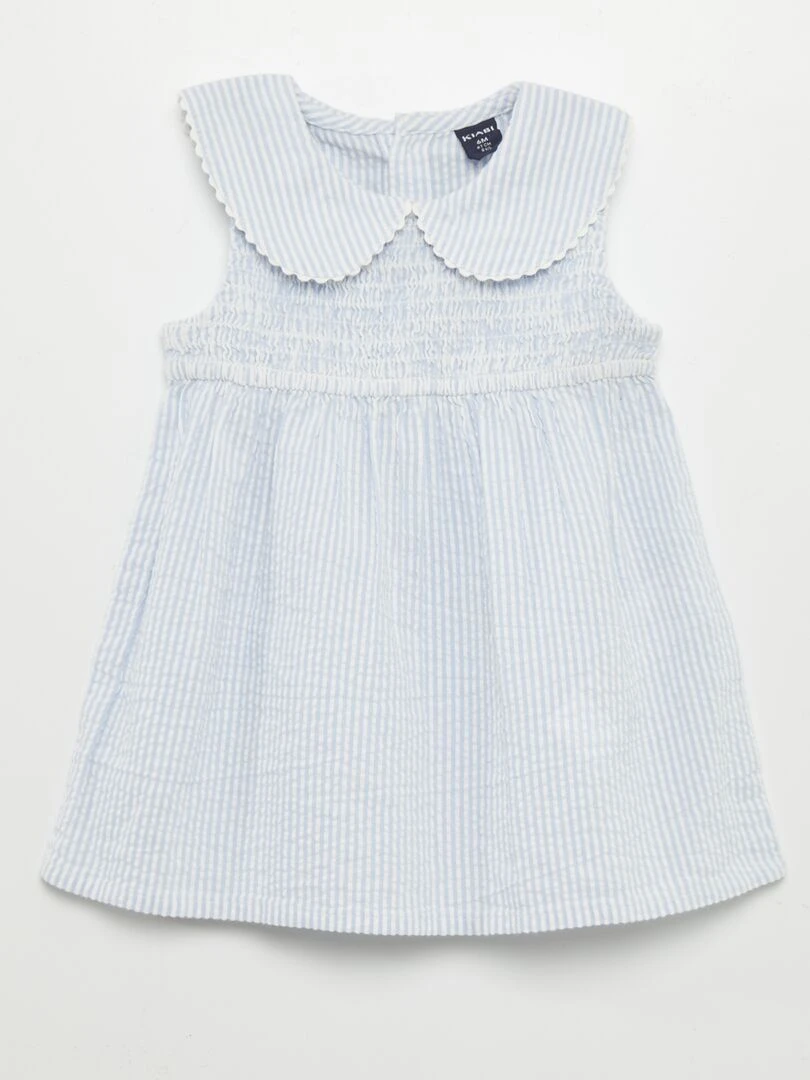 Robe avec col claudine Bleu