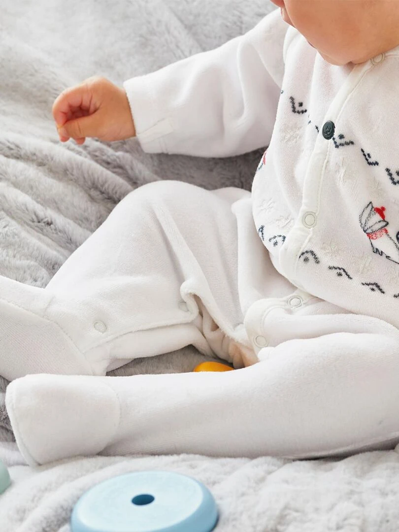 Pyjama 1 pièce Noël en velours Noukie's Blanc