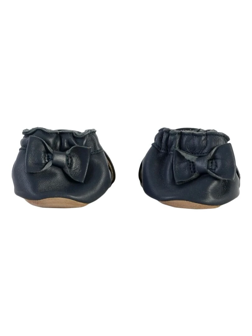 Coffret Chausson Cuir Bebe Robeez Goldy Cat   Bleu marine