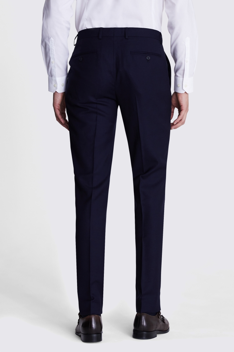 Italian Slim Fit Navy Hopsack Trousers Buy Online at Moss