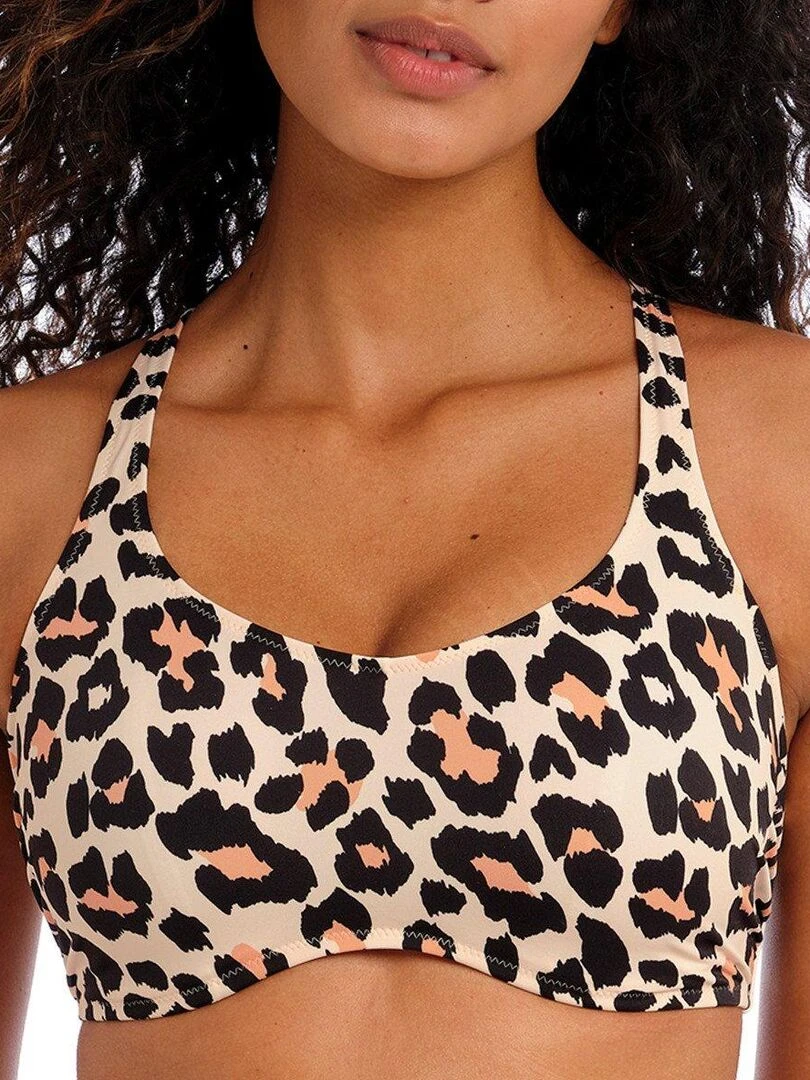 Haut de maillot brassière avec armatures Animal instinct Beige