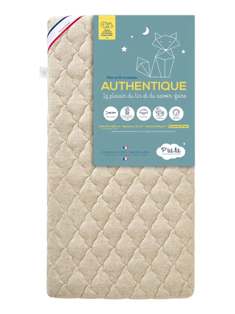 Matelas Bébé Authentique 60x120 cm Déhoussable Blanc