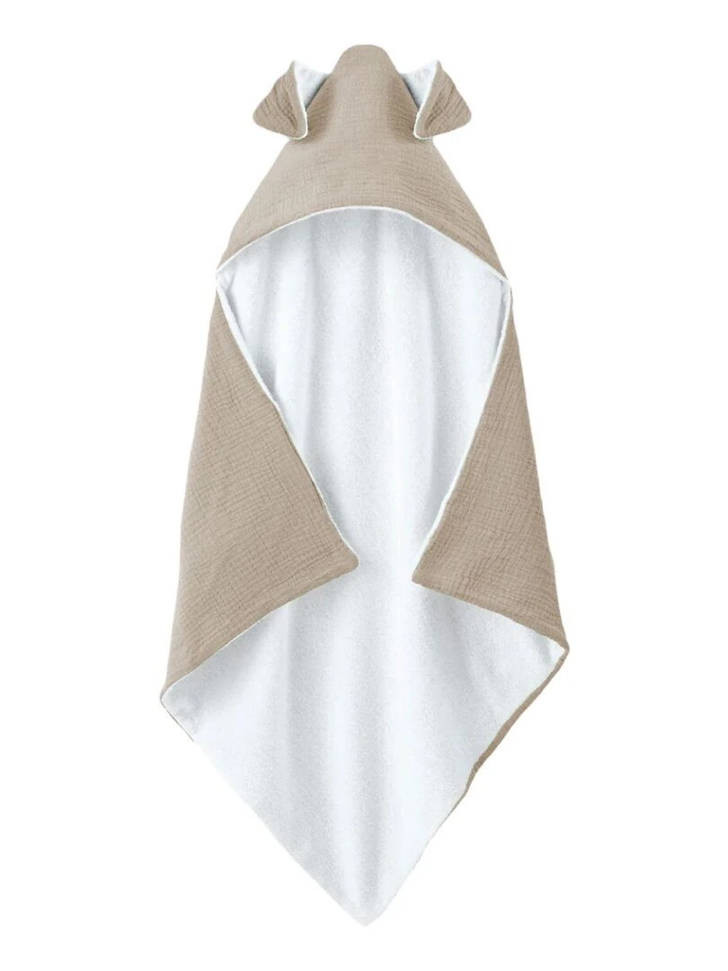 Cape sortie de bain intérieur 100 % coton Lapin Monsieur Bébé Beige