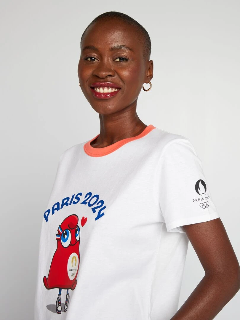T shirt à col rond Paris 2024 Blanc