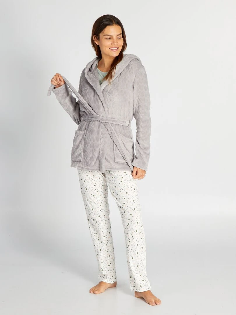 Peignoir en polaire gris