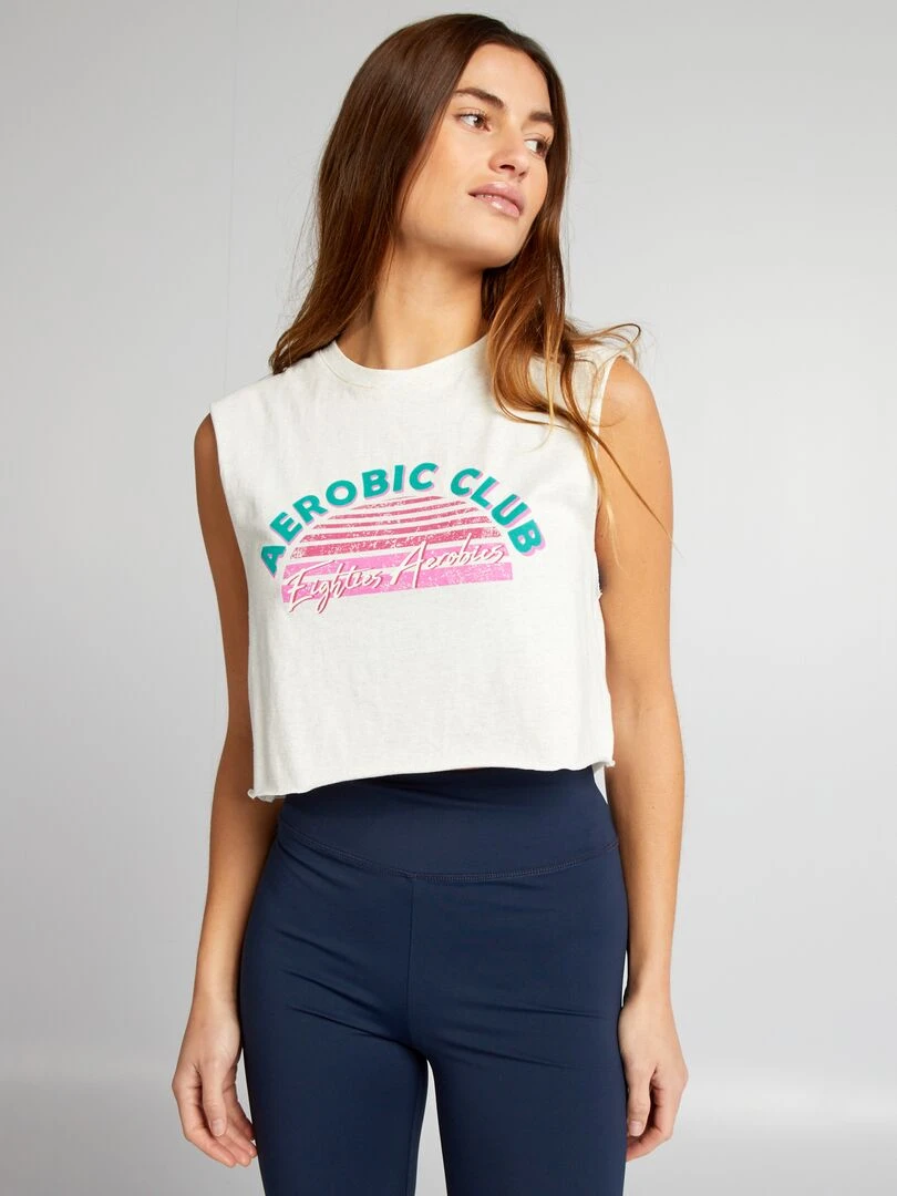 T shirt de sport cropped sans manches   Gris