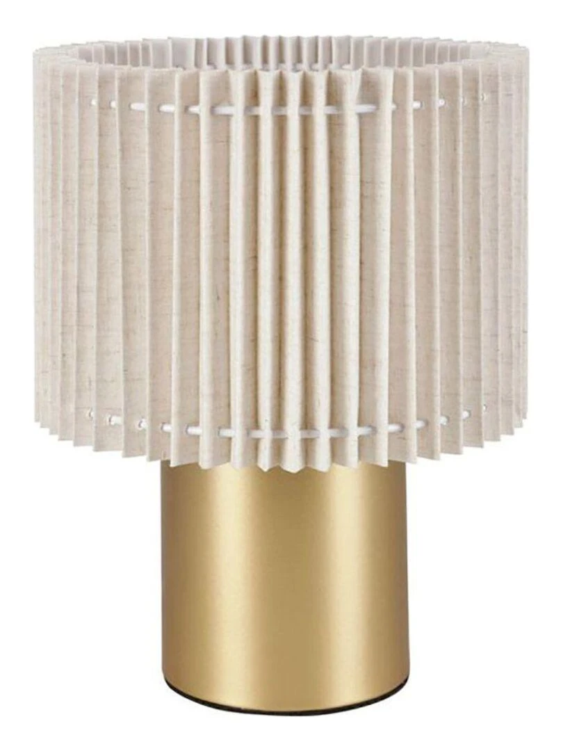 Lampe métal lin Auréline écru dorée Ecru