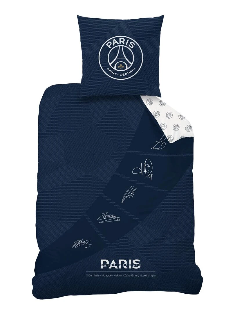 Parure de lit imprimée 100% coton  PSG STARS   Bleu nuit