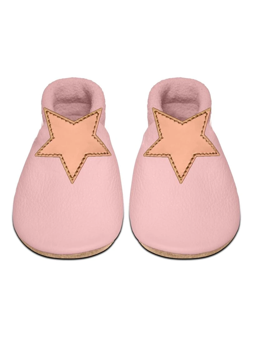 Chaussons bébé en cuir souple ETOILE Rose