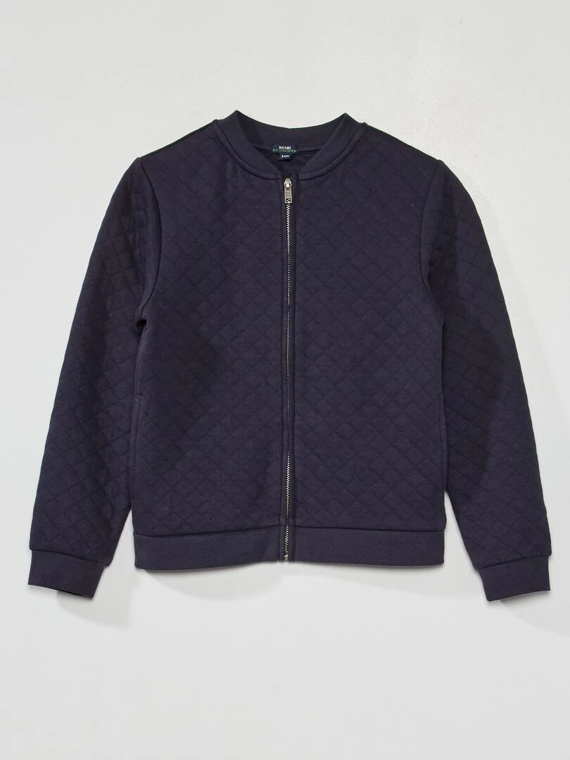 Sweat zippé en molleton   bleu marine