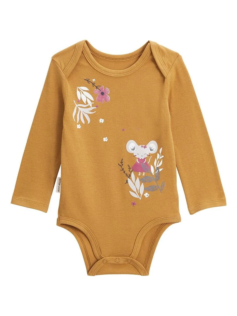 Lot de 2 bodies bébé manches longues Charlie   Moutarde