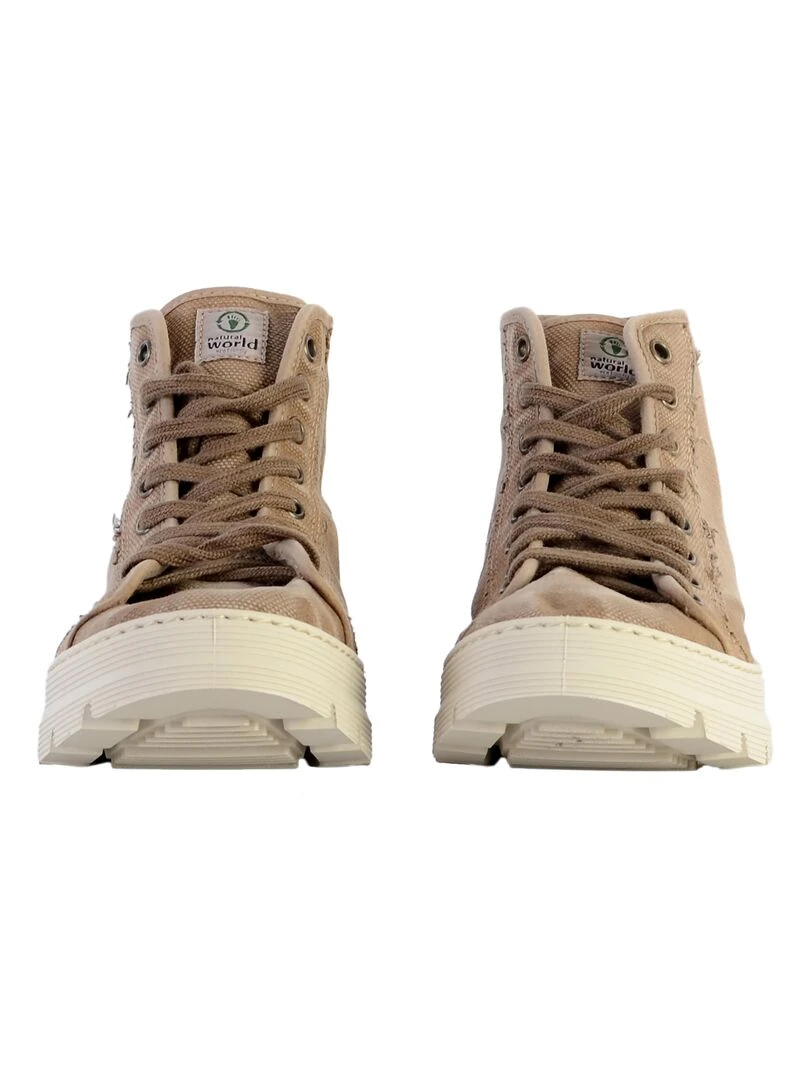 Basket Montante à Lacets Natural World Bota Enzimatica   Beige